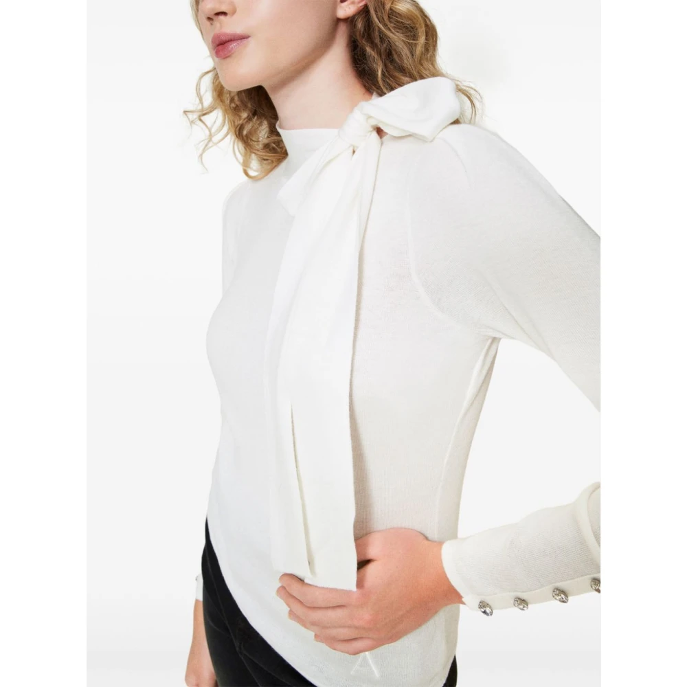 Twinset Witte Trui met Grote Strik White Dames
