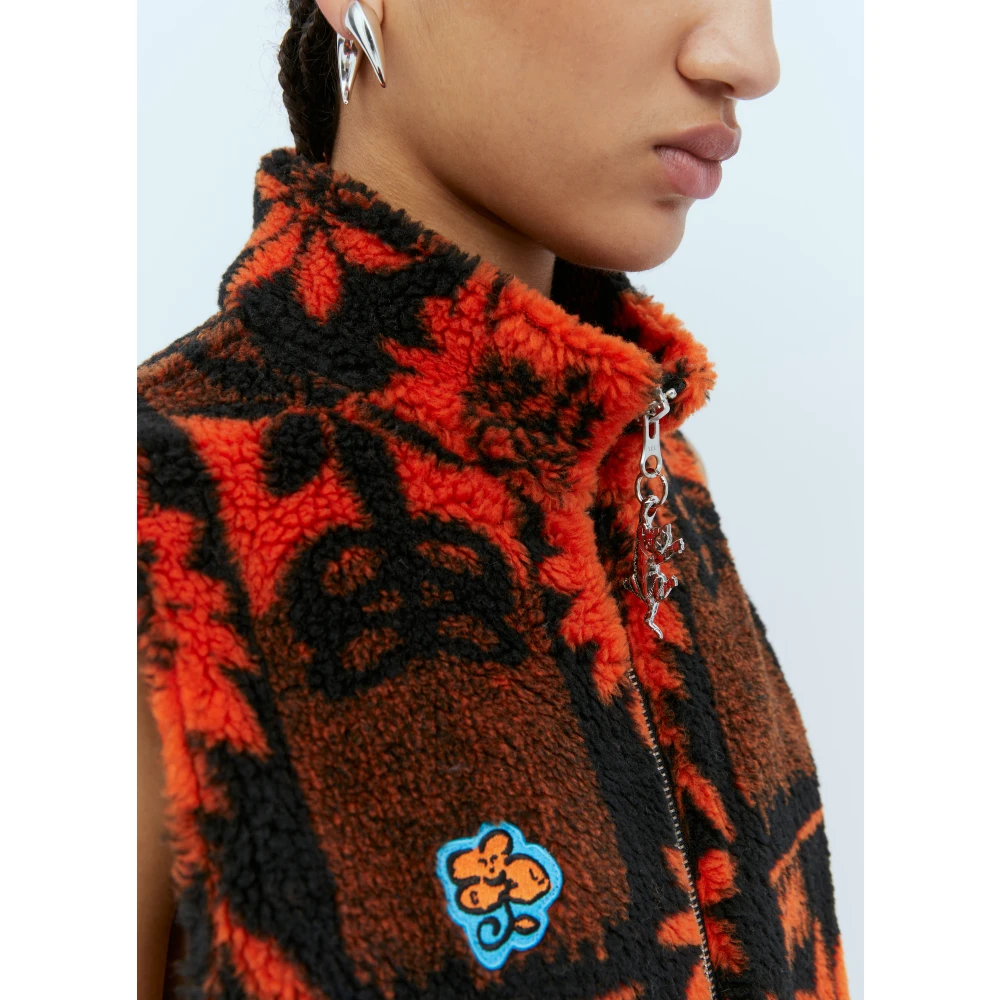 Chopova Lowena Sunflower Soft-Fleece Vest met Ritssluiting Orange Dames