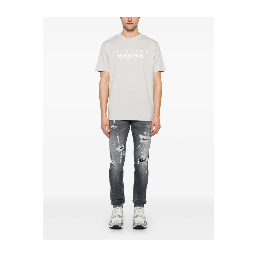 John Richmond Grijze Crew Neck T-shirts en Polos Gray Heren