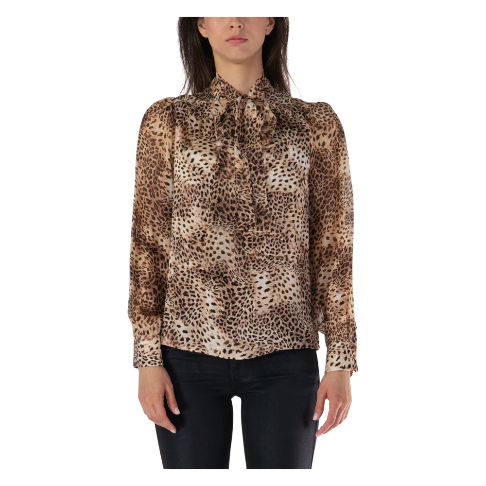Guess Gevlekte Micro Cheetah Print Shirt Multicolor Dames