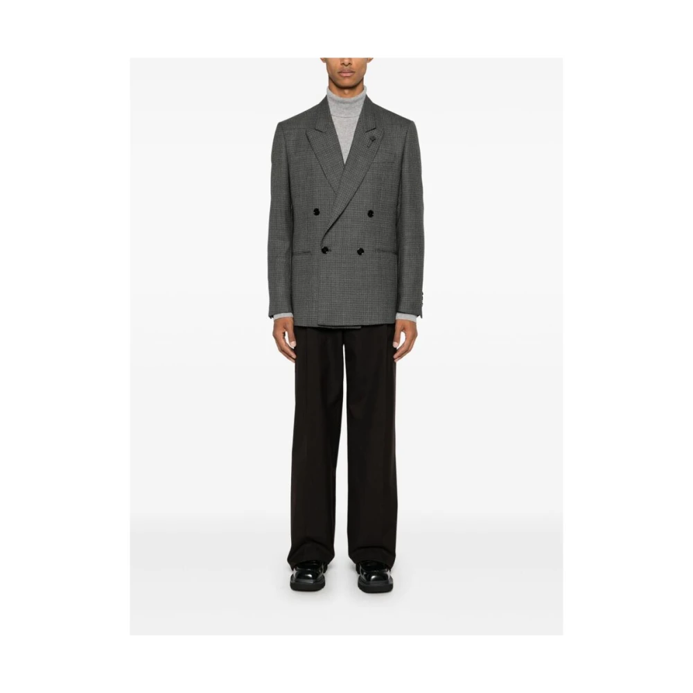 Lardini Gestructureerde Wol Tapered Leg Broek Brown Heren