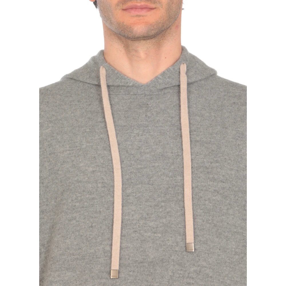 PESERICO Grijze Wollen Hoodie Gray Heren