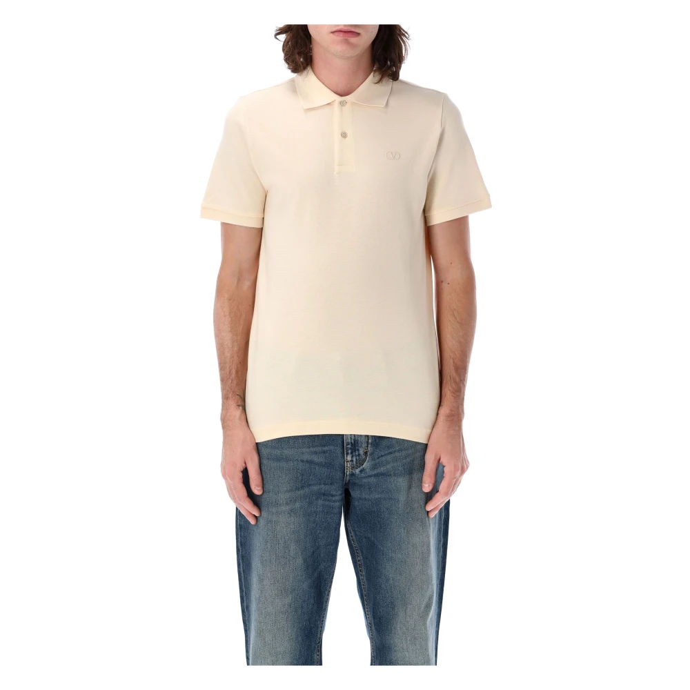 Valentino Garavani Polo Shirt met VLogo Borduurwerk Beige Heren