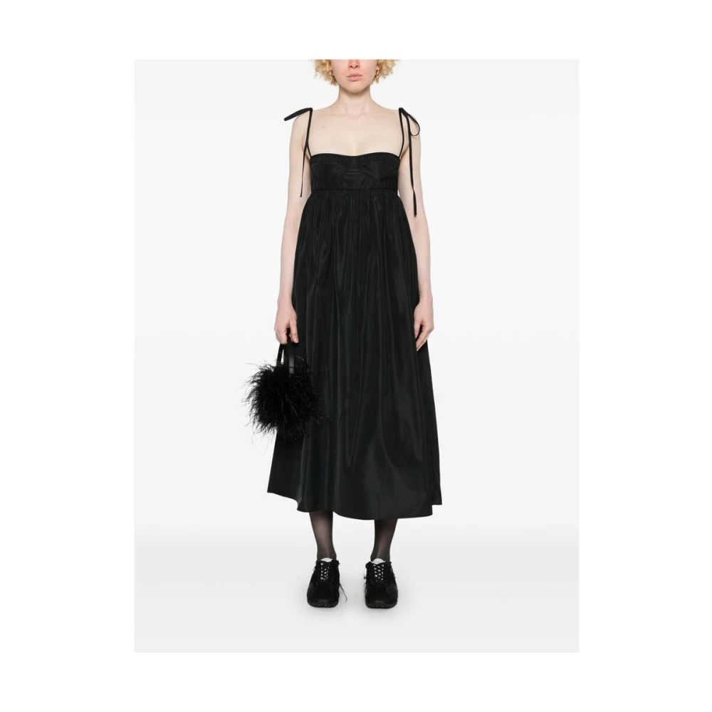 Cecilie Bahnsen Zwarte Stropdas-Fastening Jurk Black Dames
