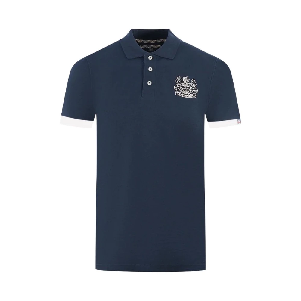 Aquascutum Elegant Katoenen Poloshirt Blue Heren