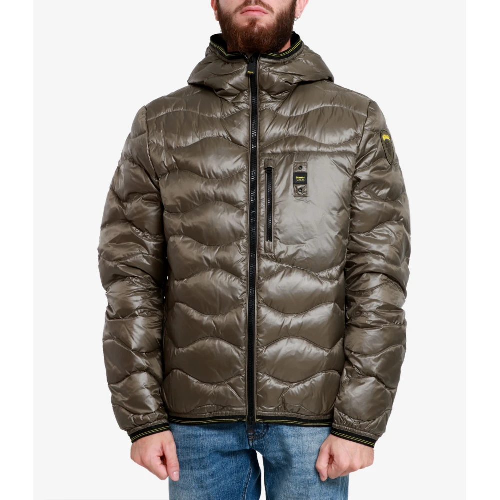 Blauer Technische Stof Hooded Gewatteerde Jas Green Heren