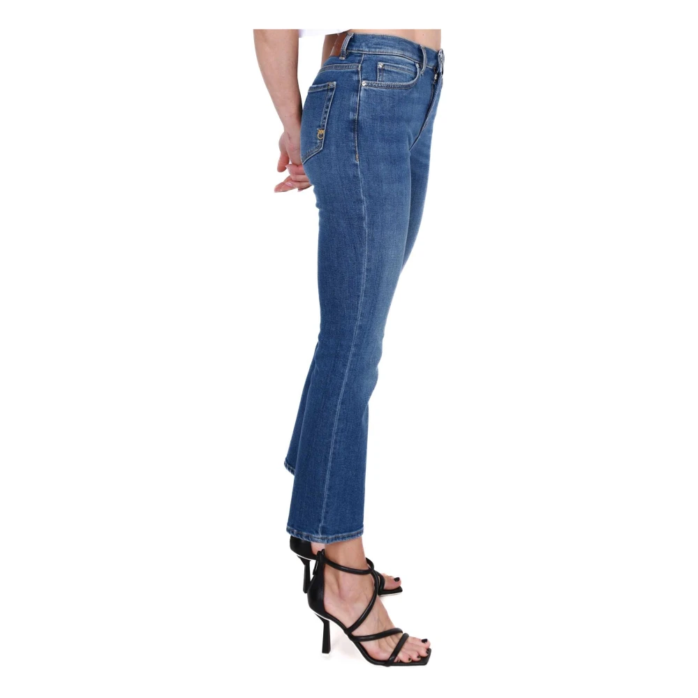 pinko Flared Fit Denim Jeans met Logo Borduurwerk Blue Dames