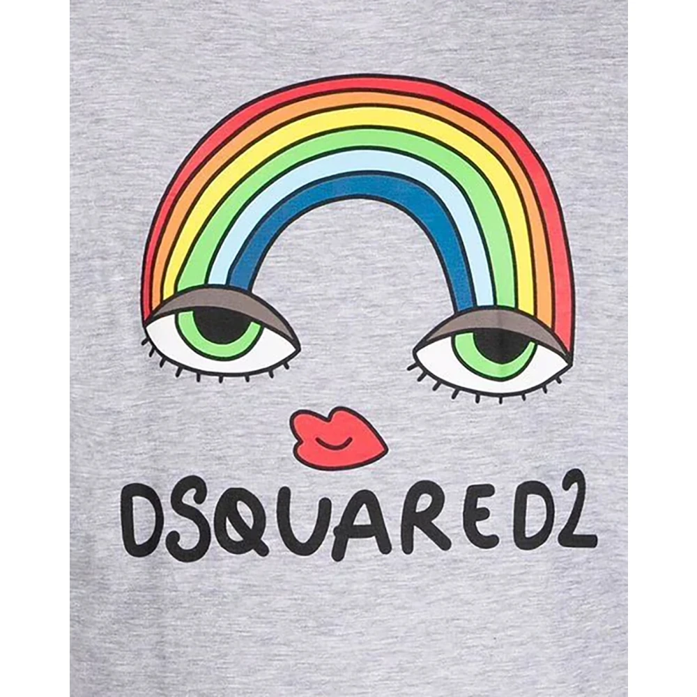 Dsquared2 Regenboog-Print T-Shirt Regular Fit Gray Heren