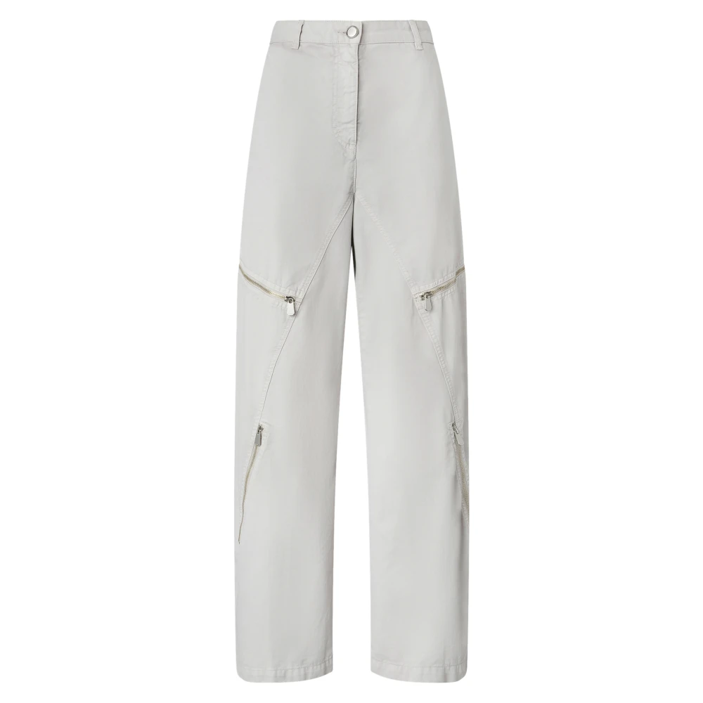 Pinko Vrouw Grijs Broeken Dames, M, Katoen, Wide-Leg Broek