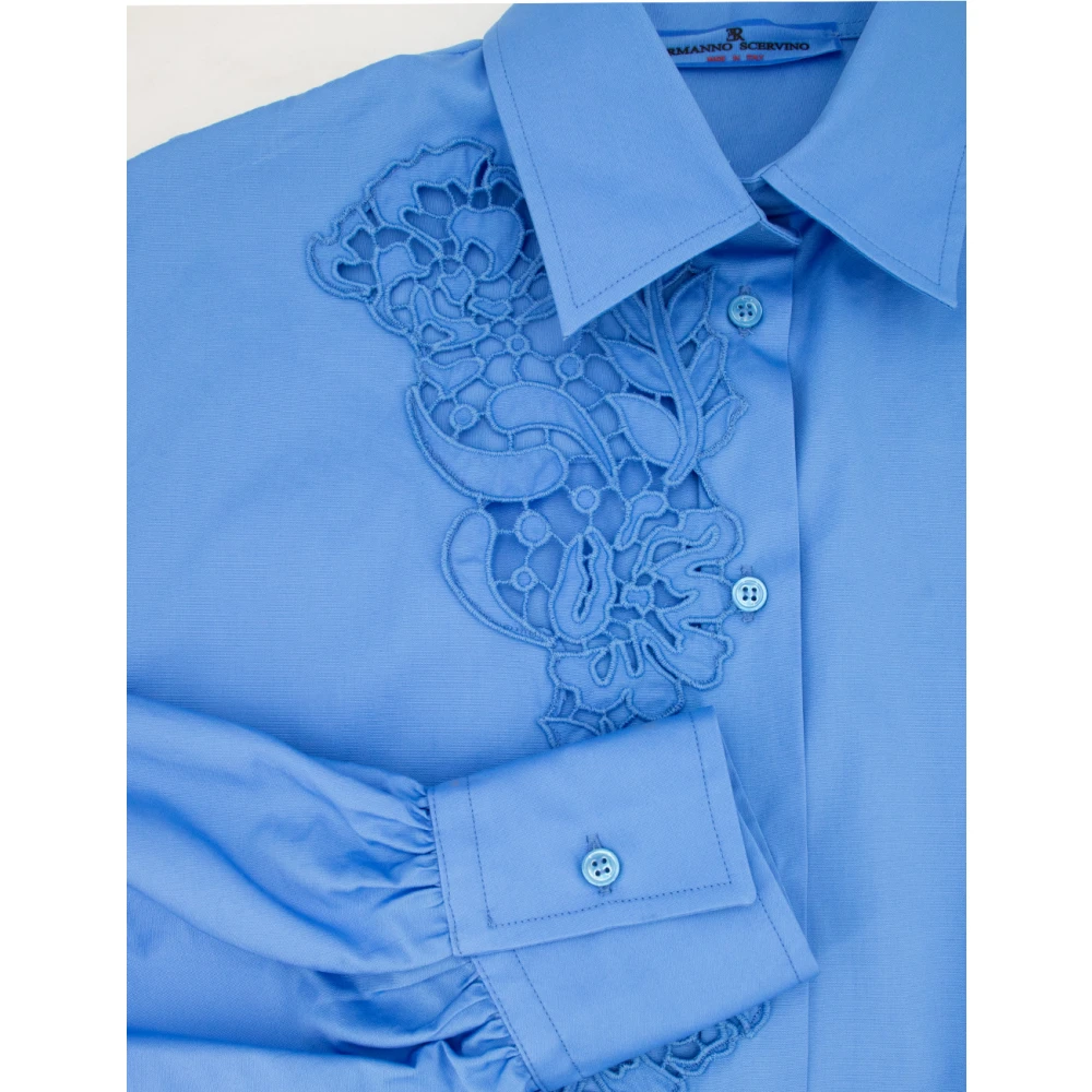 Ermanno Scervino Kanten Detail Over-Style Shirt Blue Dames