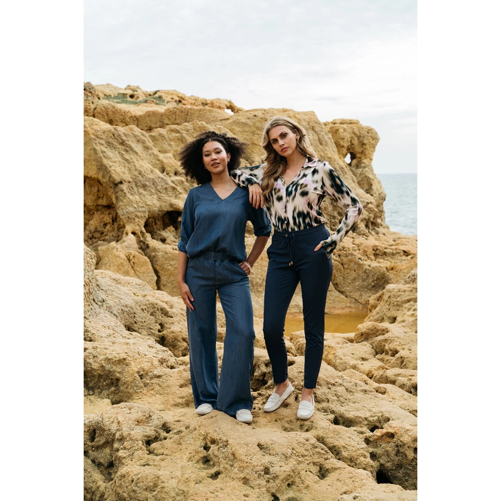 &Co Woman Wijde Broek Zomerse Stijl Blue Dames
