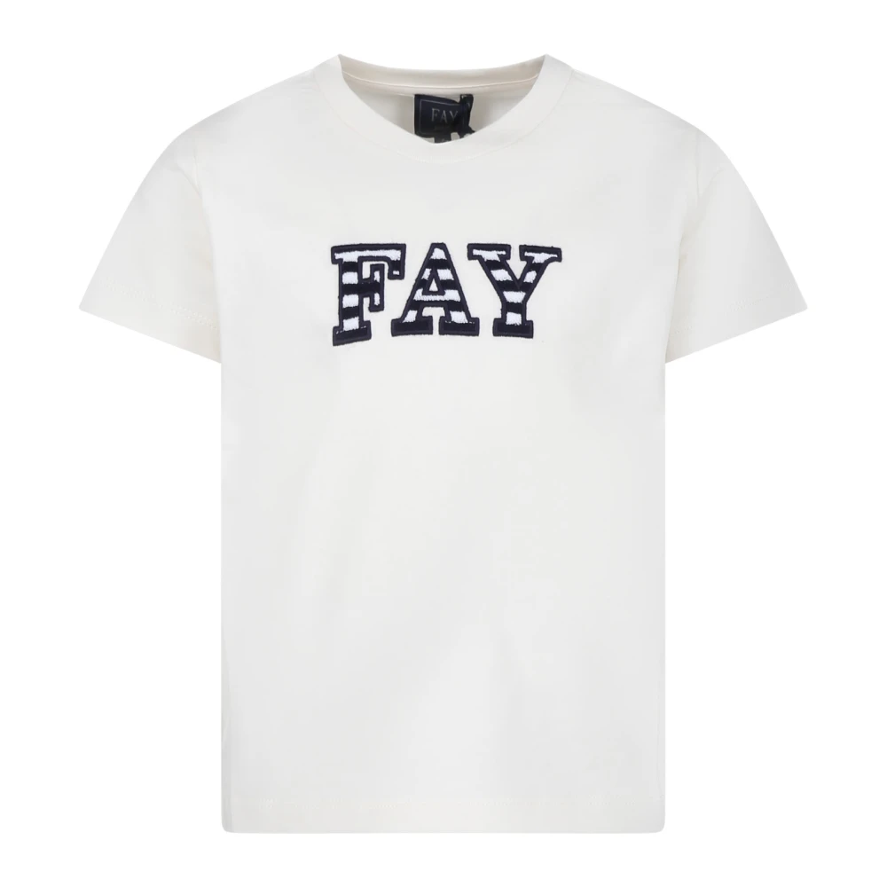 Fay Korte Mouw Ivory Katoenen T-Shirt Beige Unisex