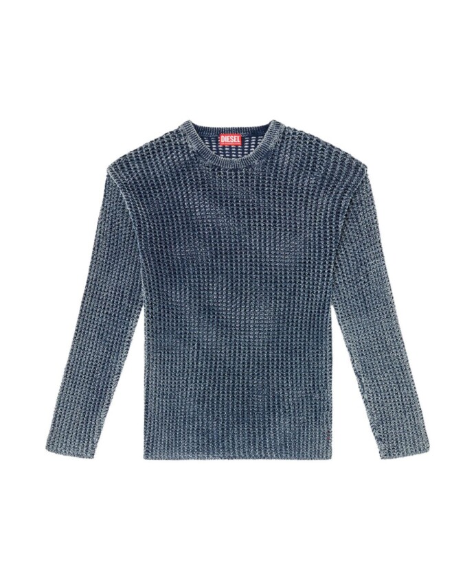pull-bleu-a-texture-et-col-rond
