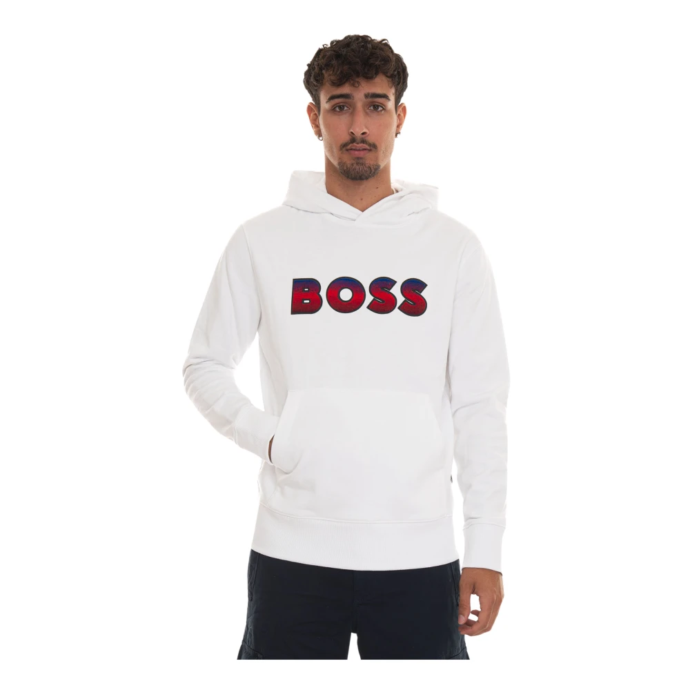 Boss Maxi Logo Hoodie met Capuchon White Heren