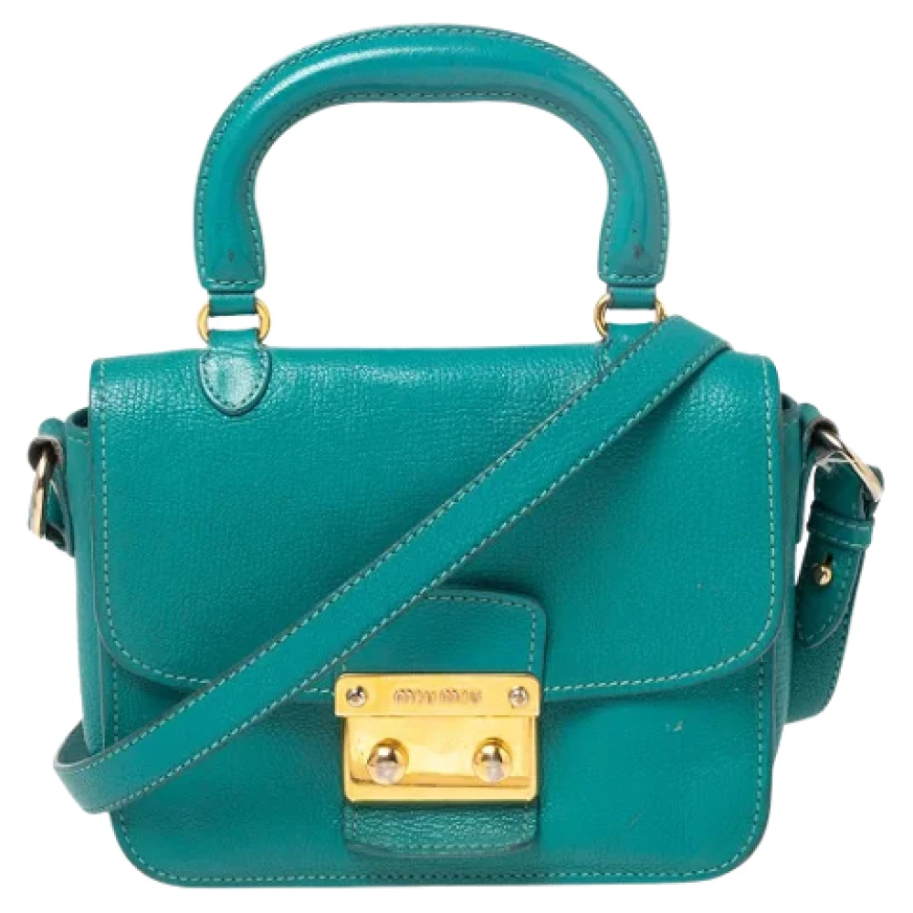 Miu Pre-owned Leather handbags Green Dames