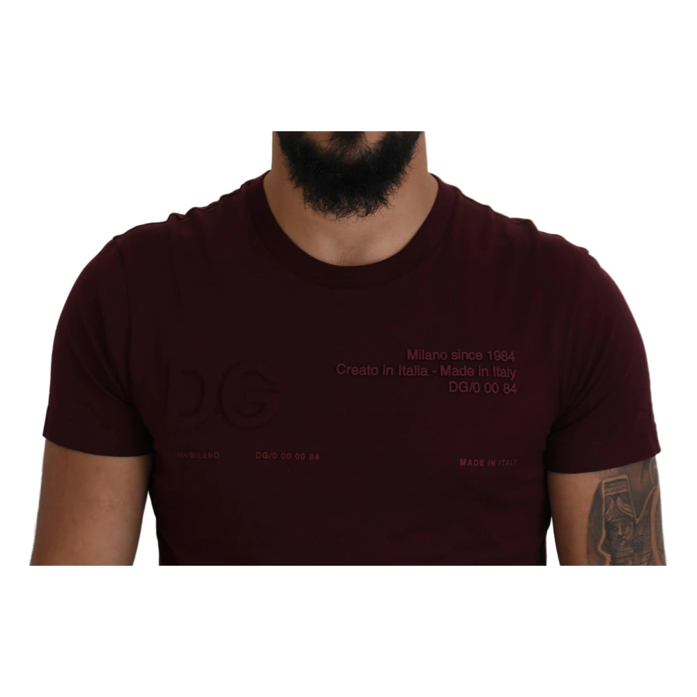 Dolce & Gabbana Maroon Bedrukt Kortemouwen Heren T-shirt Red Heren