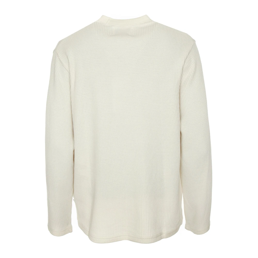 Wax London Geribbelde Longsleeve met Wafelstructuur Beige Heren