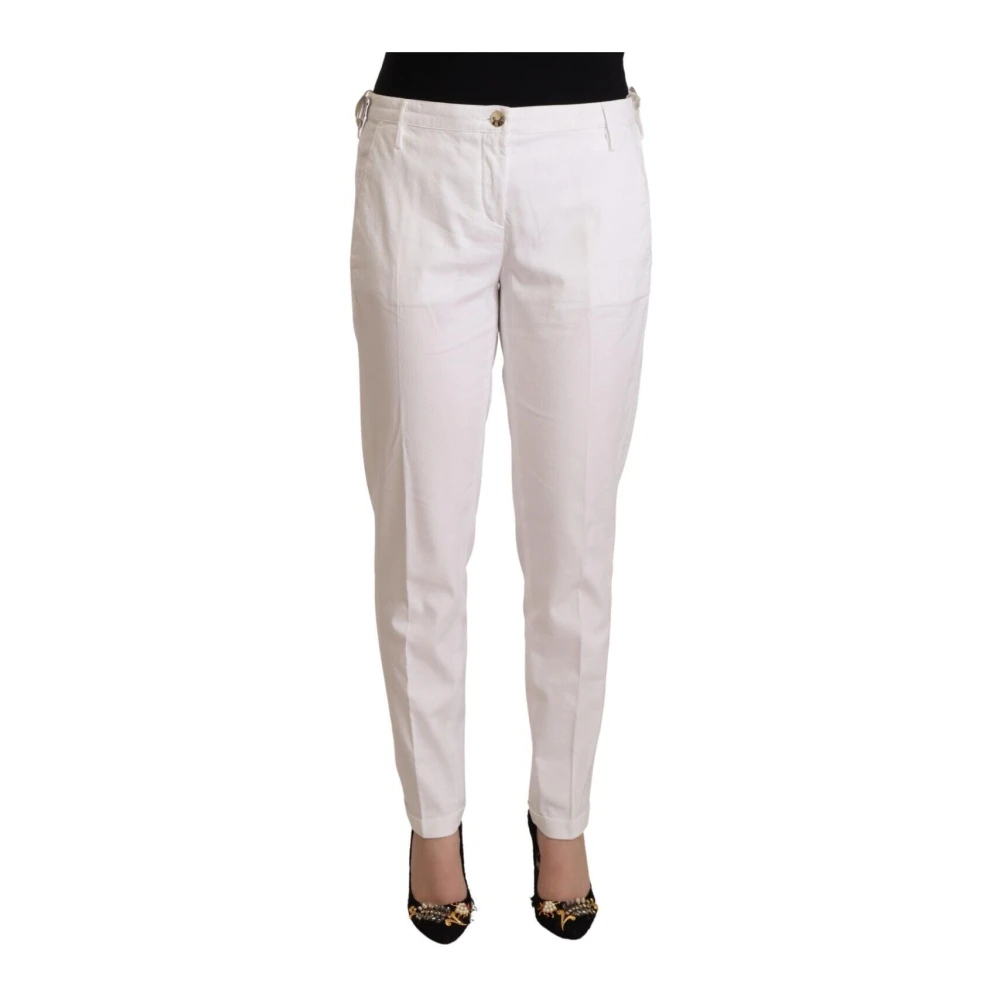 Jacob Cohën Donna Bianco Pantaloni Tapered A Vita Media
