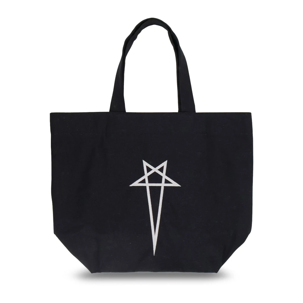 Rick Owens Men's Black Shopping Bags, One Size, Canvas Handbag With Front Logo