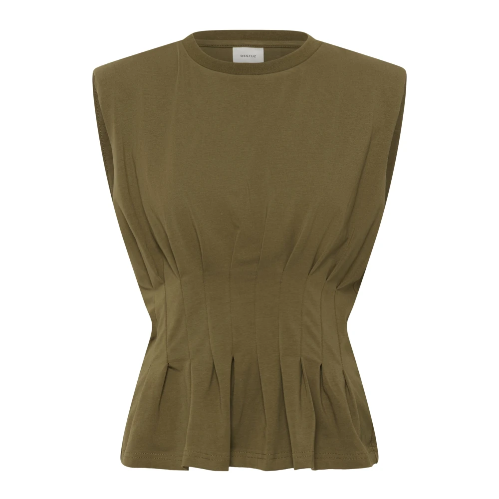 Gestuz Vrouw Groente Tops Dames, Groen, L, Sleeveless Tops