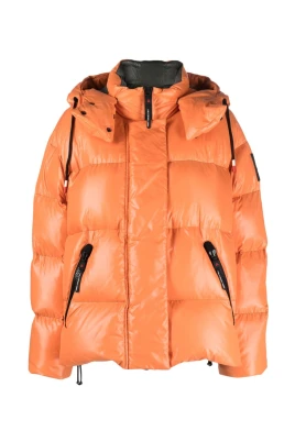 Orange Hooded Puffer Jacket