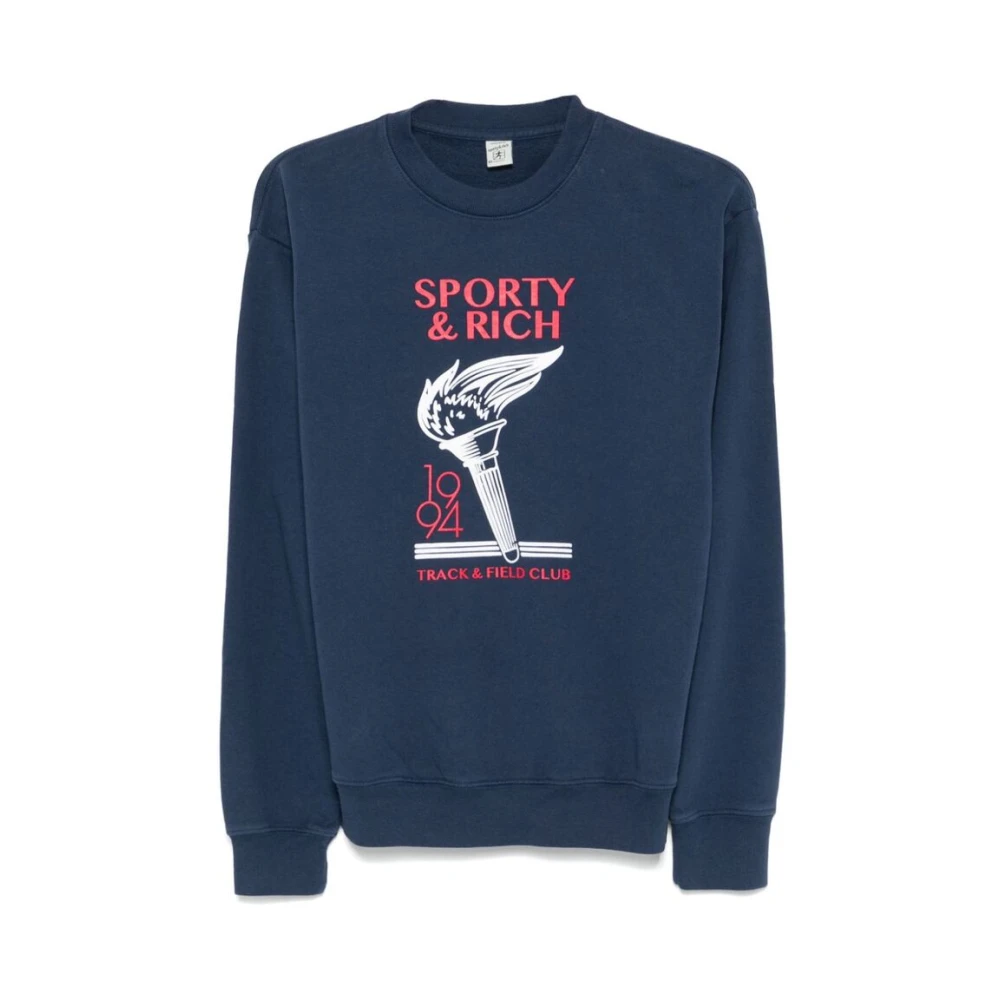 Sporty & Rich Navy Blue Grafische Print Sweater Blue Dames