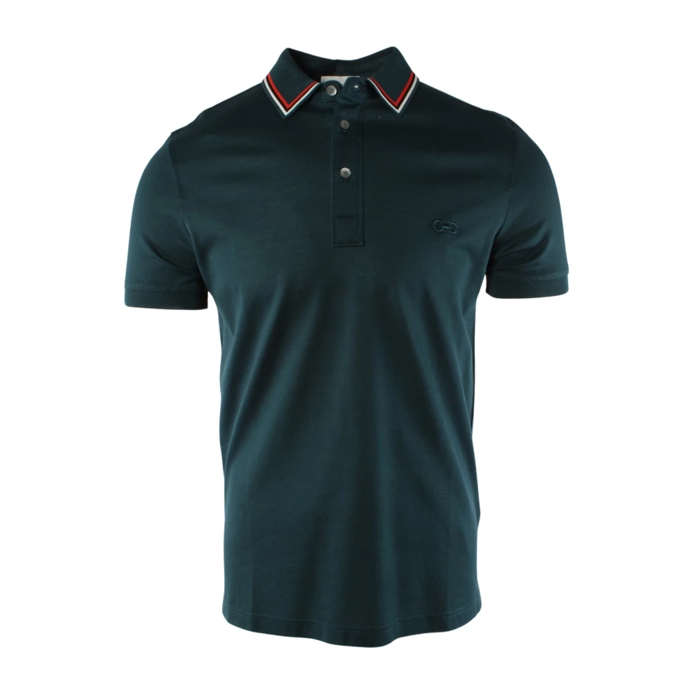 Salvatore Ferragamo Blauw Katoenen Heren Polo Shirt Blue Heren