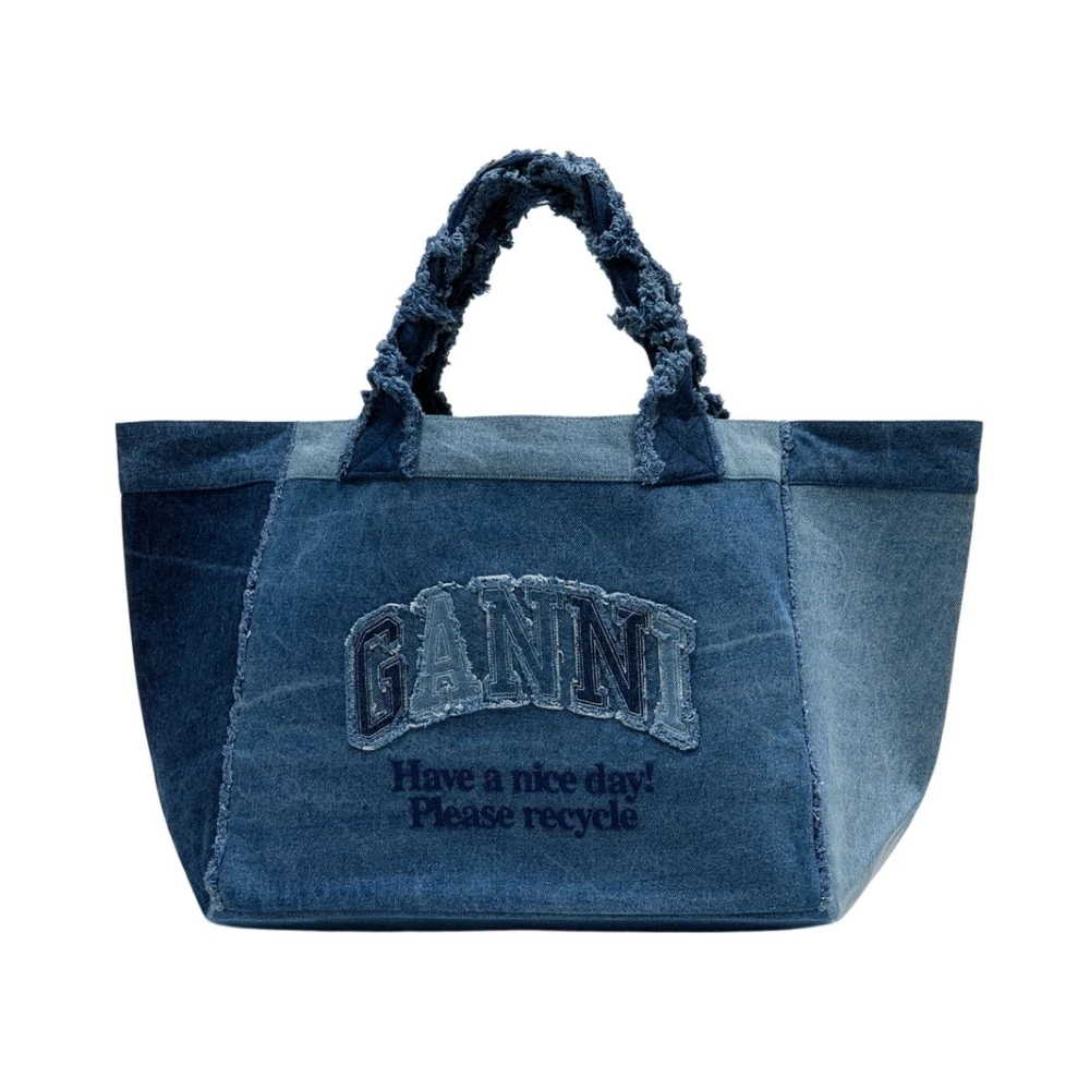 Ganni Women's Blue Shopping Bags, One Size, Xxl Trapeze Shopper Bag