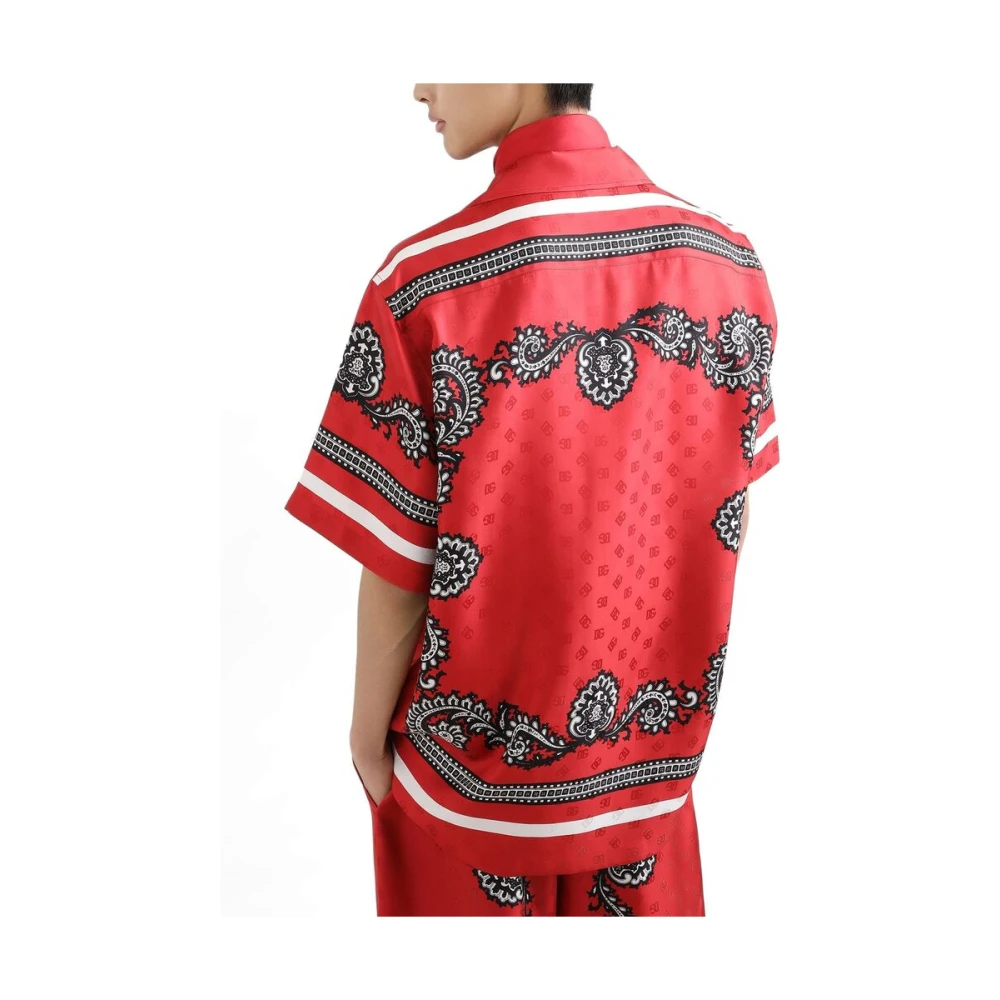 Dolce & Gabbana Rode gestreepte shirt met zak Red Heren