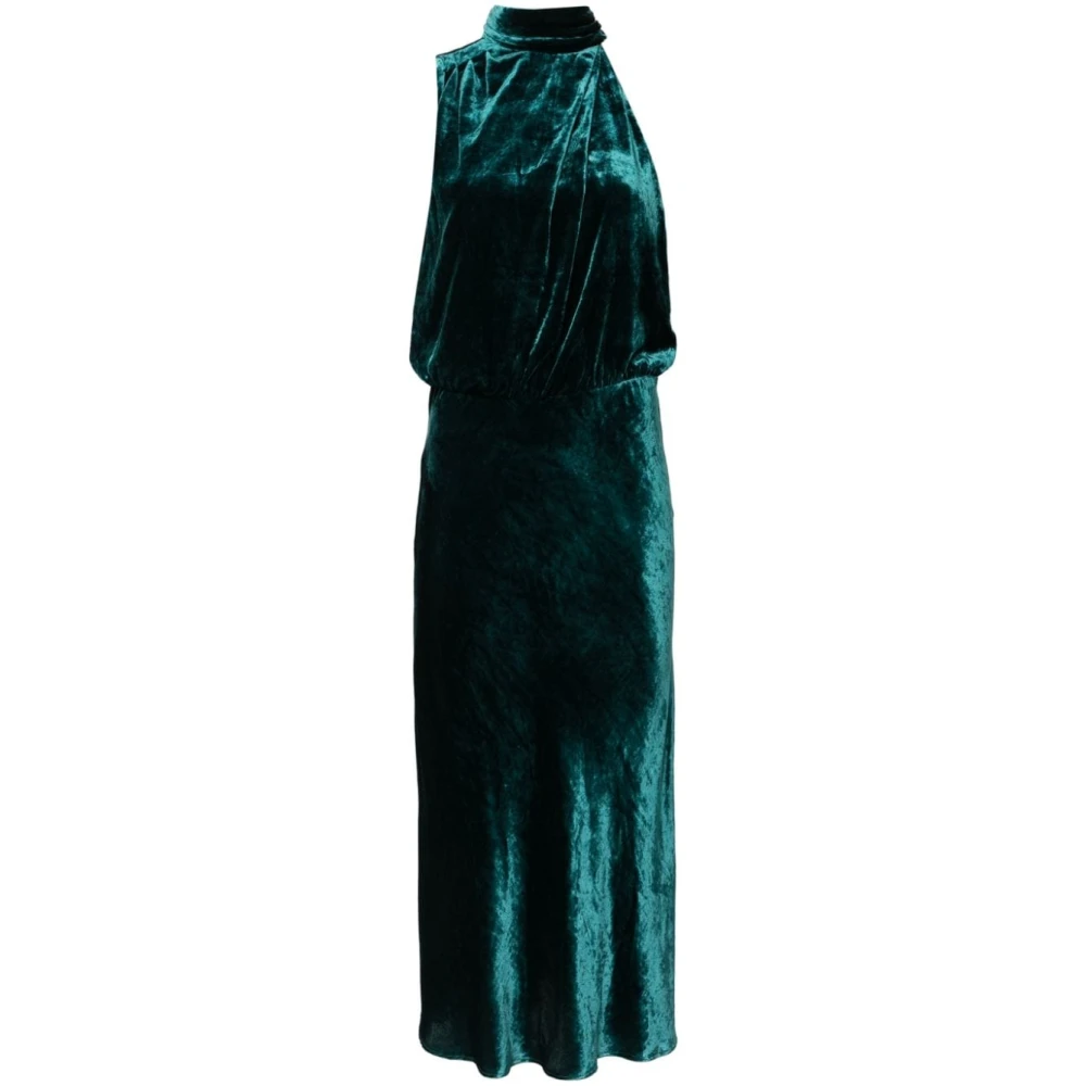Pinko Groene Fluweel Draperende Jurk Green Dames