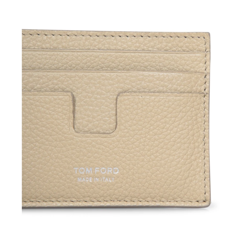 Tom Ford Elegante Leren Kaarthouder Beige Heren