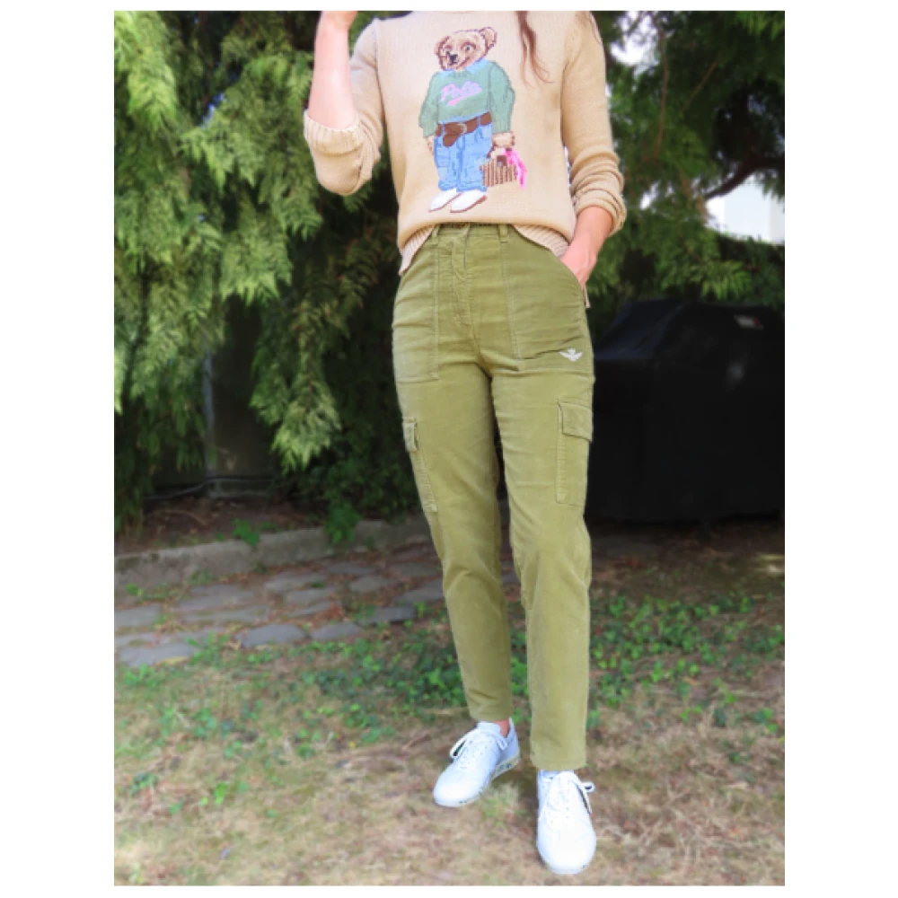 aeronautica militare Velours Cargo Broek Green Dames