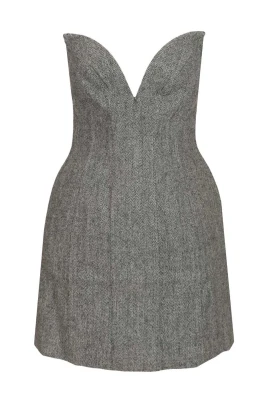 Herringbone Bandeau Mini Dress