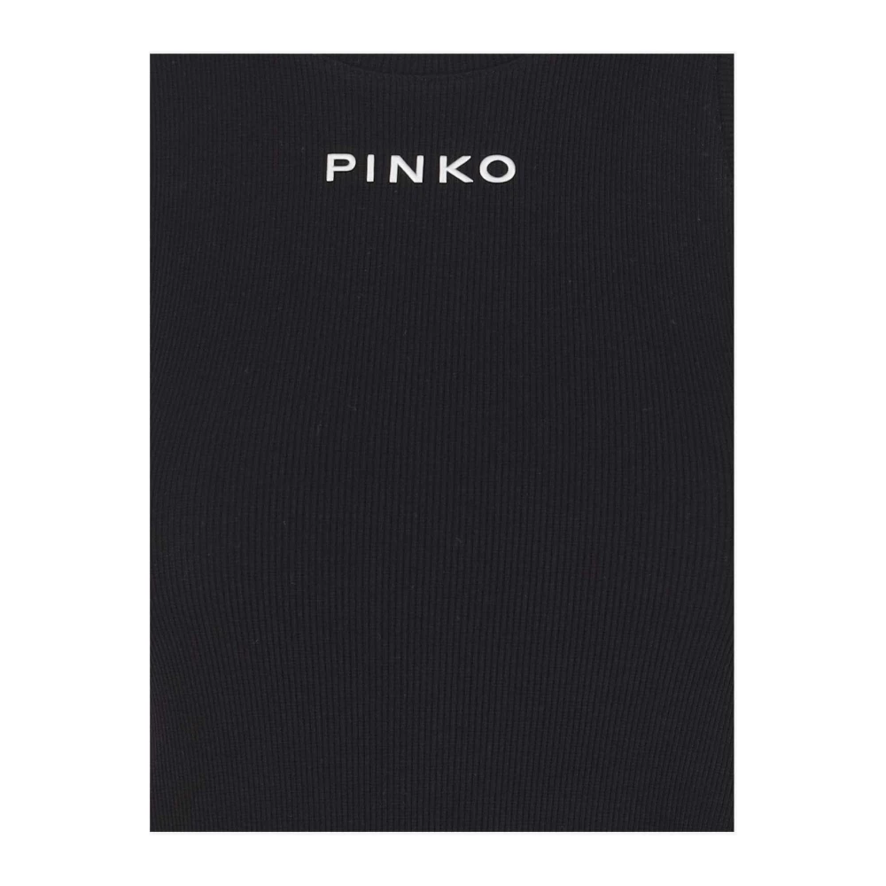 pinko Stretch Katoen Crew Neck Mouwloze Top Black Dames