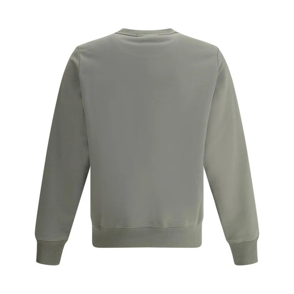 Parajumpers Geribbelde Crew Neck Logo Sweatshirt Green Heren