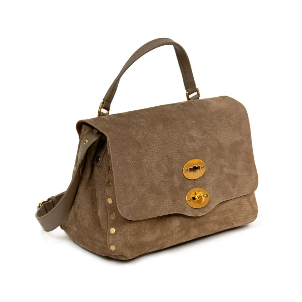 Zanellato Leren Crossbody Tas met Twist Lock Brown Dames