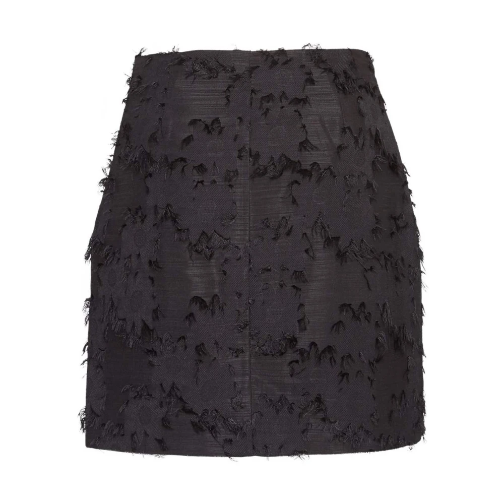 moss copenhagen Zwarte Korte Rok met Fluffy Details Augustina Black Dames