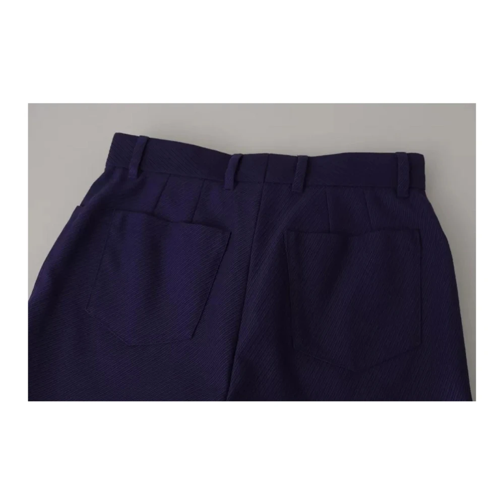 Dolce & Gabbana Blauwe High Waist Zijde Shorts Blue Dames