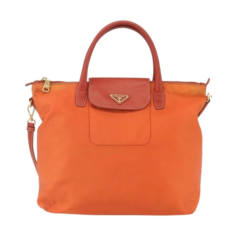 Prada Vintage Women's Orange Pre-Owned Vintage Nylon Tote Bag