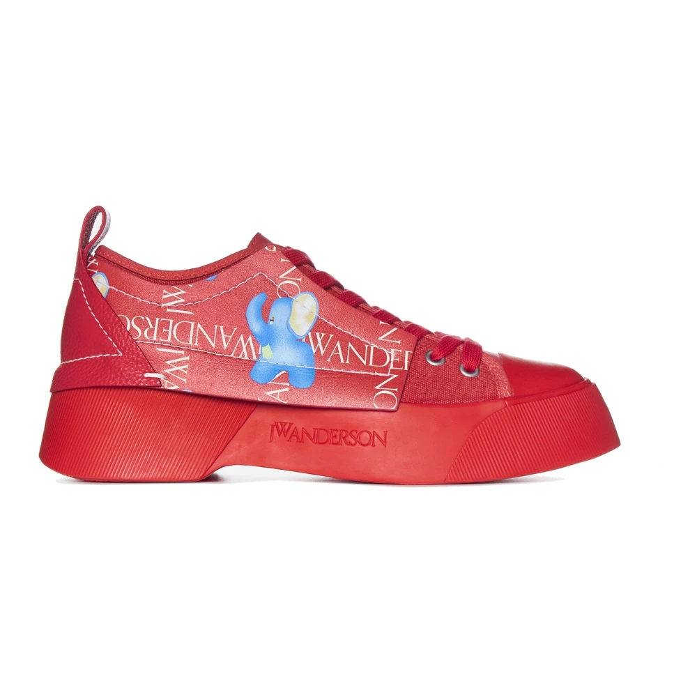 JW Anderson Rode Canvas en Leren Sneakers Red Heren