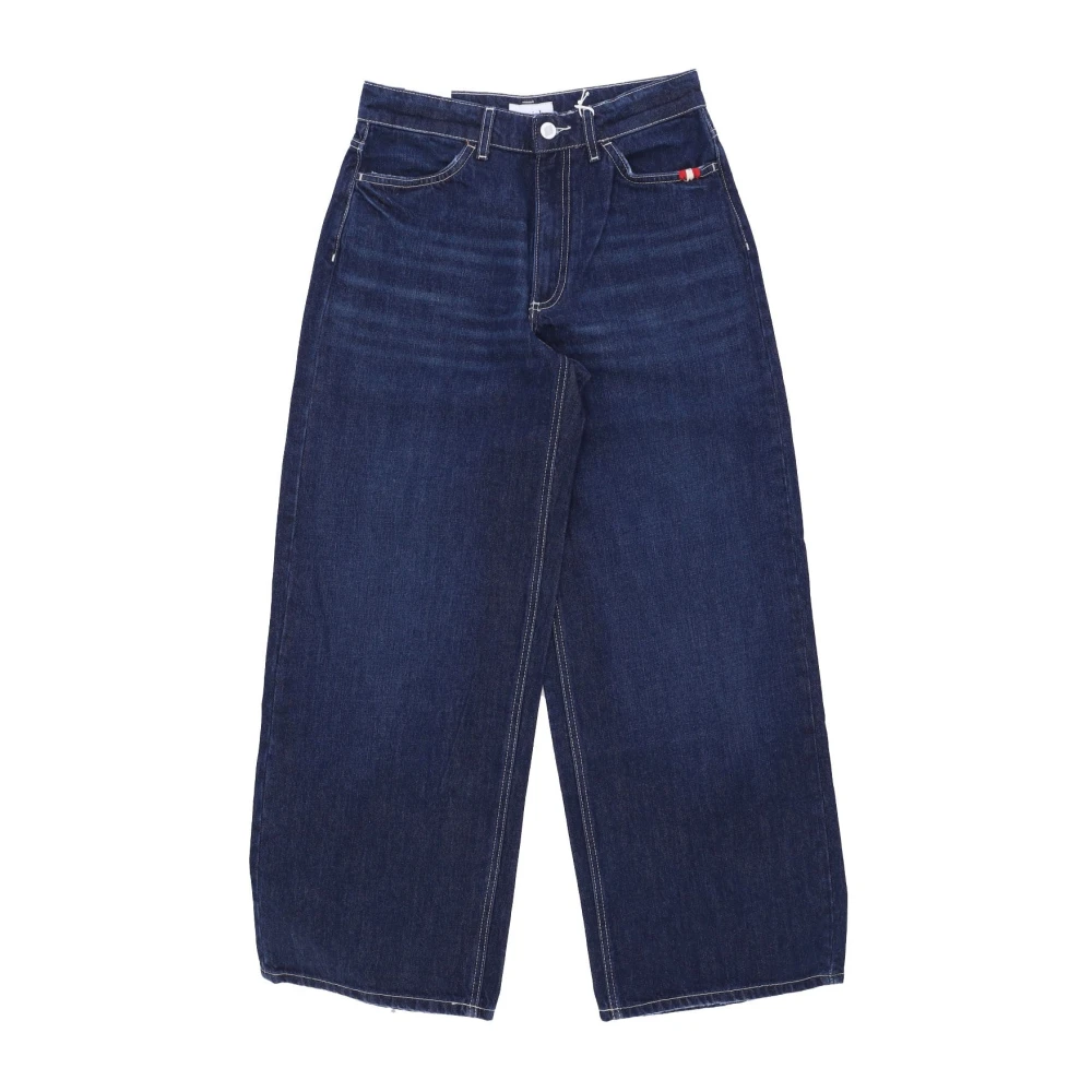 Amish Uomo Blu Jeans Denim Vita Alta Taglio Dritto