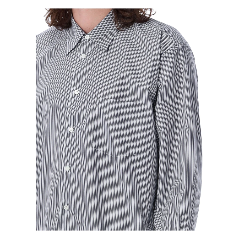 Comme des Garçons Gestreept Overhemd Klassieke Kraag Knoopsluiting Gray Heren