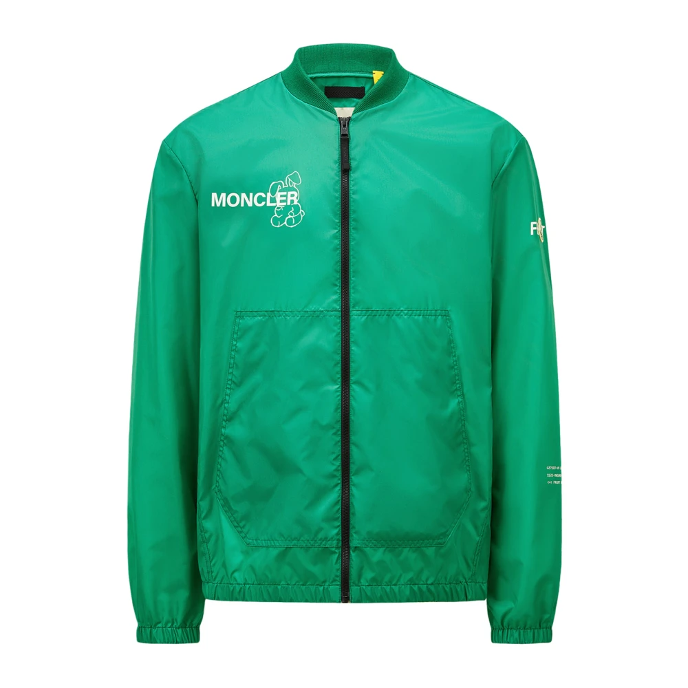 Moncler Green Jackets With Ribbed Knit Zipper - Male - Light Jackets - S - Jackets