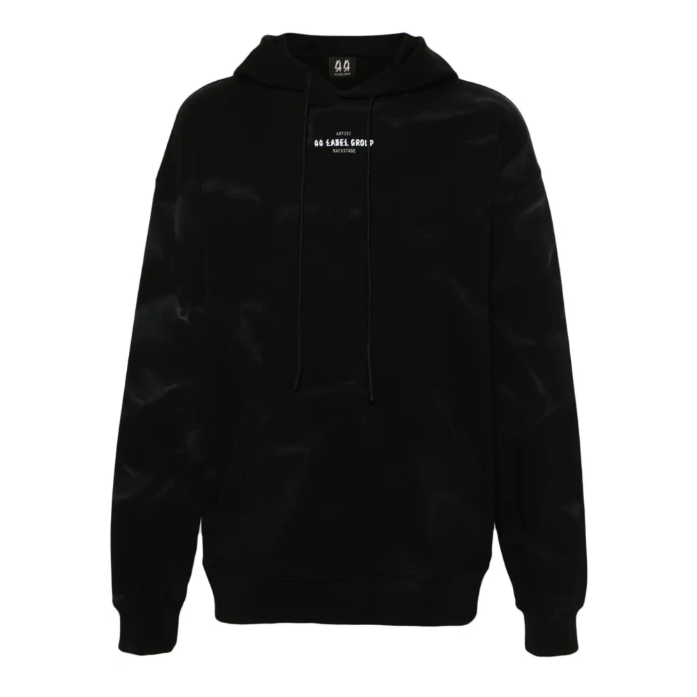 44 Label Group Zwarte Katoenen Hoodie met Logo Print Black Heren