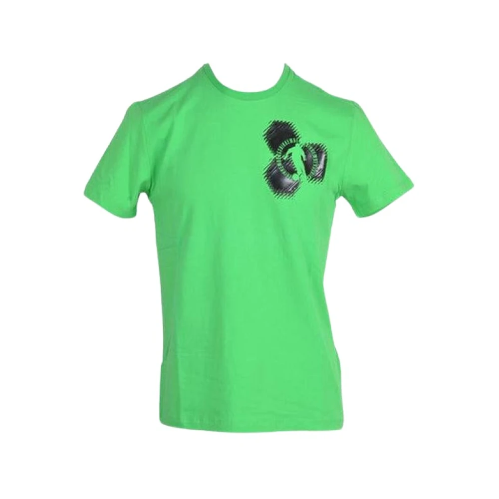 Bikkembergs Men's Green Graphic Tee Crew Neck