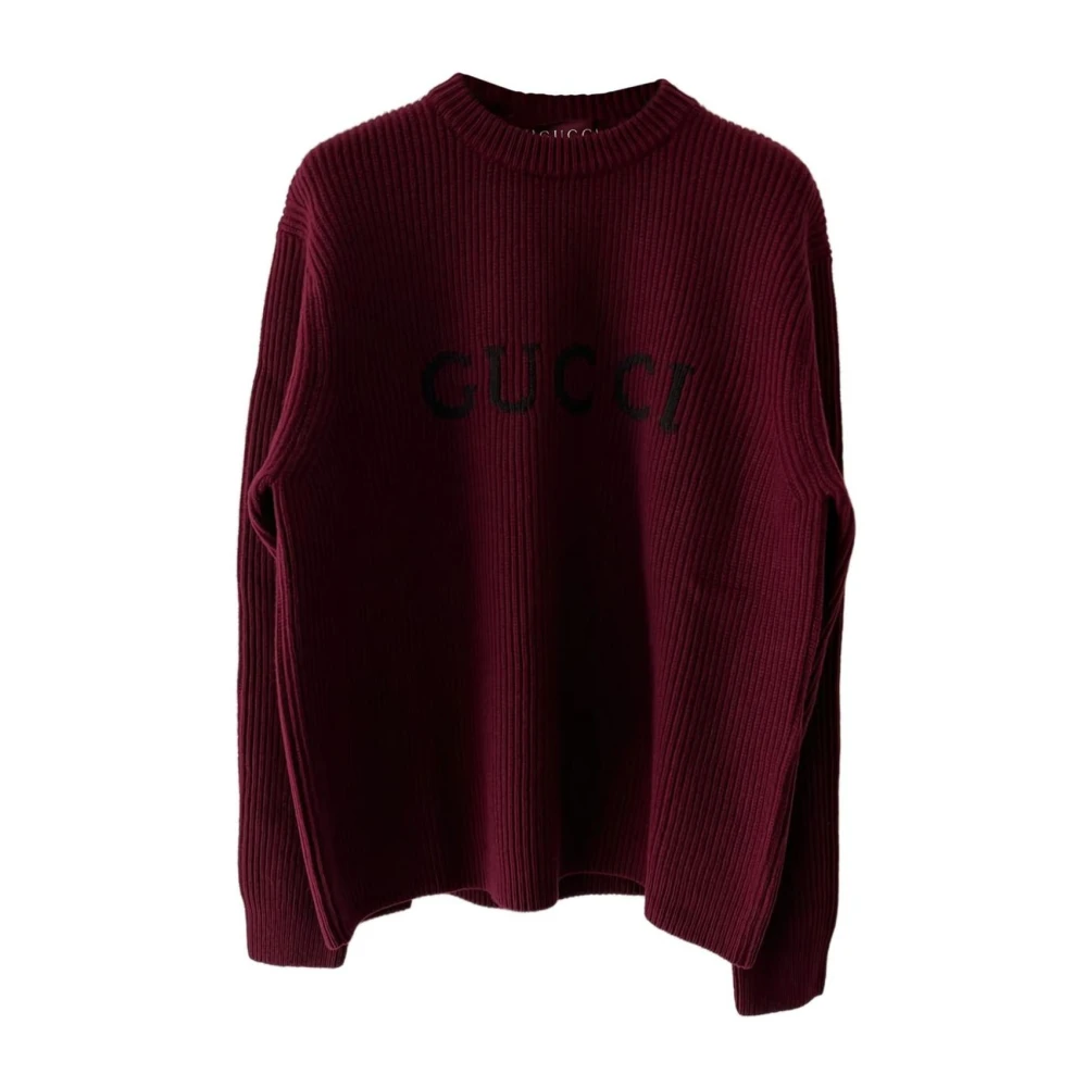 Gucci Hombre Suéter De Punto Acanalado Con Cuello Redondo Y Detalle De Logo