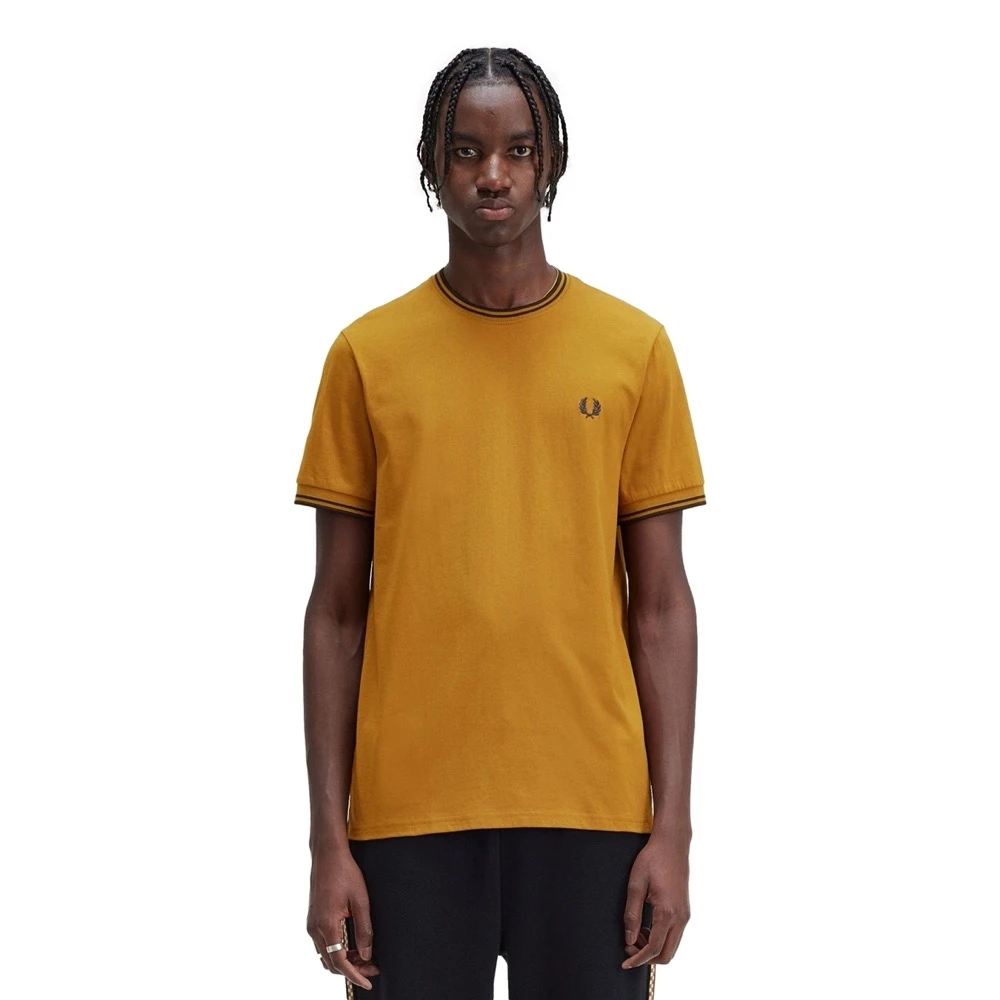 Fred Perry Twin Tipped Katoenen T-Shirt Brown Heren