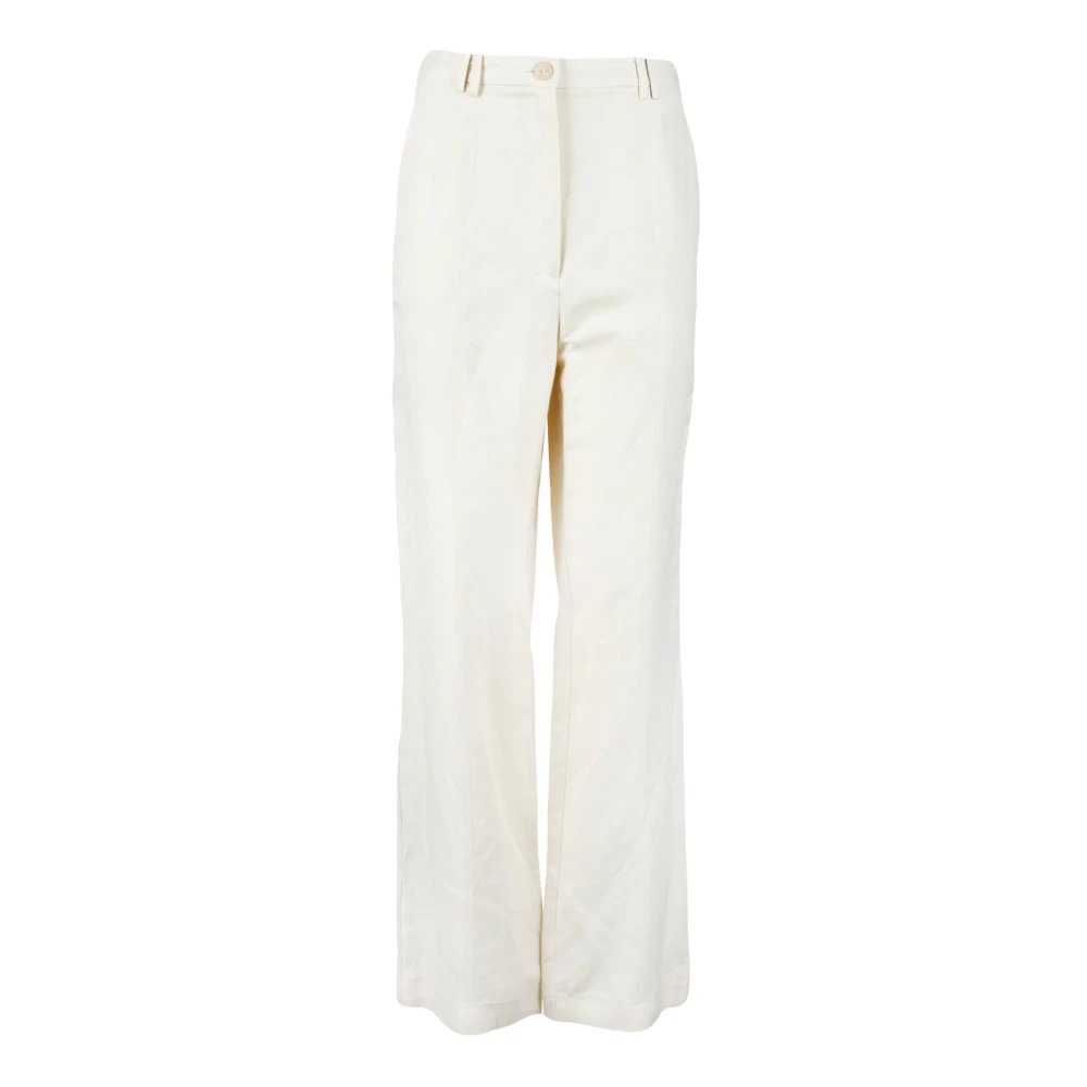 PATRIZIA PEPE Viscose Linnen Broek White Dames