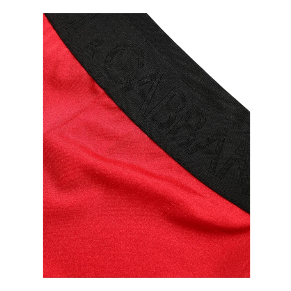 Dolce & Gabbana Rode Logo Slim Leggings Broek Red Dames