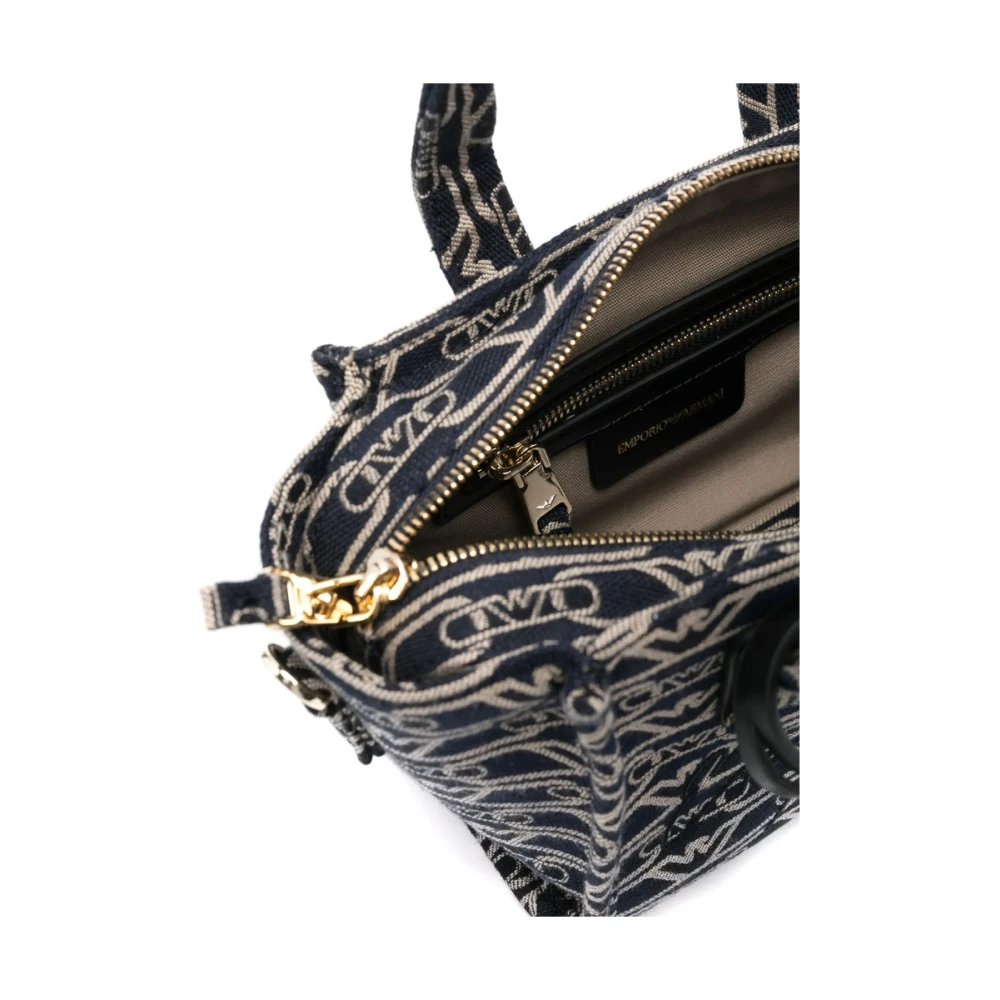 Emporio Armani Blauwe Oxford Top Handvat Schoudertas Blue Dames